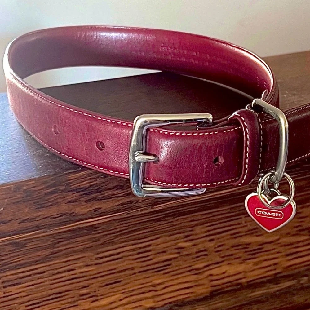Vintage Coach Red Leather Dog Collar Size L